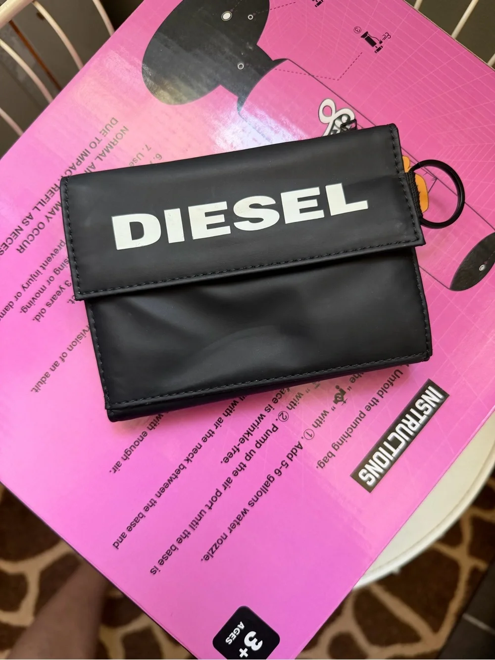 Diesel Black Wallet Pouch with White Logo